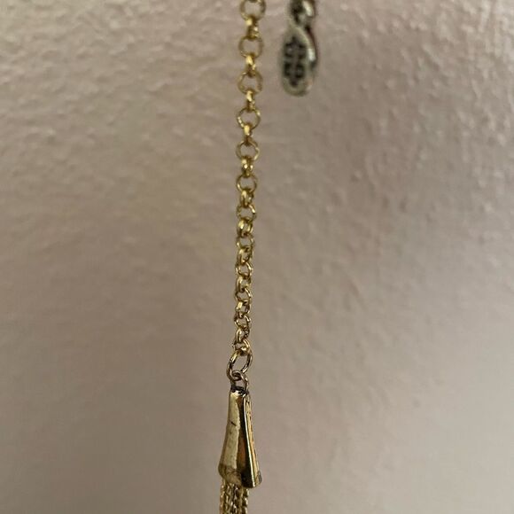 Gold Tone Turquoise Three Tiered Necklace - Picture 8 of 13